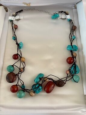 Turquoise & Carnelian Multi-Strand Necklace - Women Jewelry